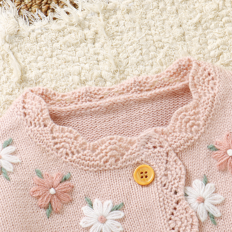 Pink Baby Girl Floral Sweaters - Knit Cardigan Infant ulasan dan harga