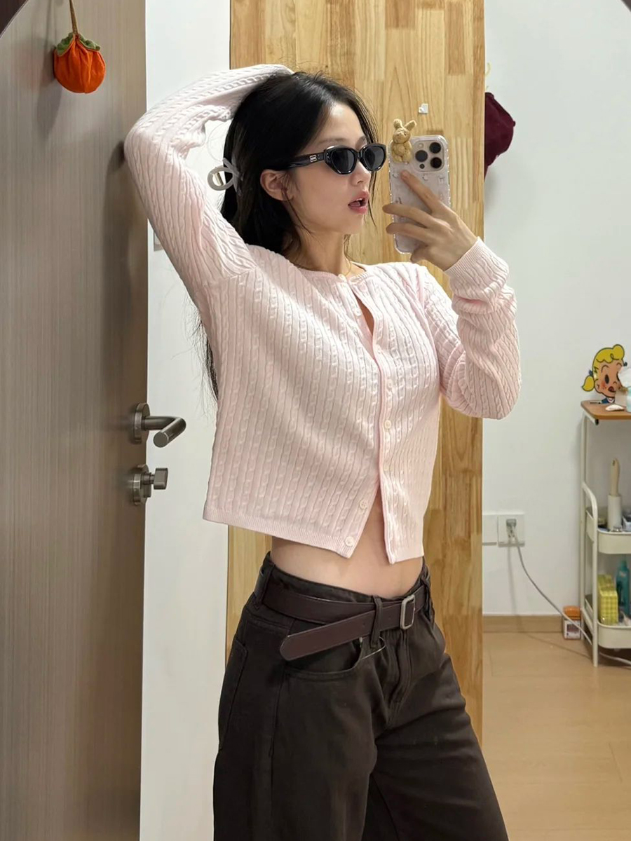 Twist Flower Baby Pink Sweater - Knit Cardigan Infant ulasan dan harga